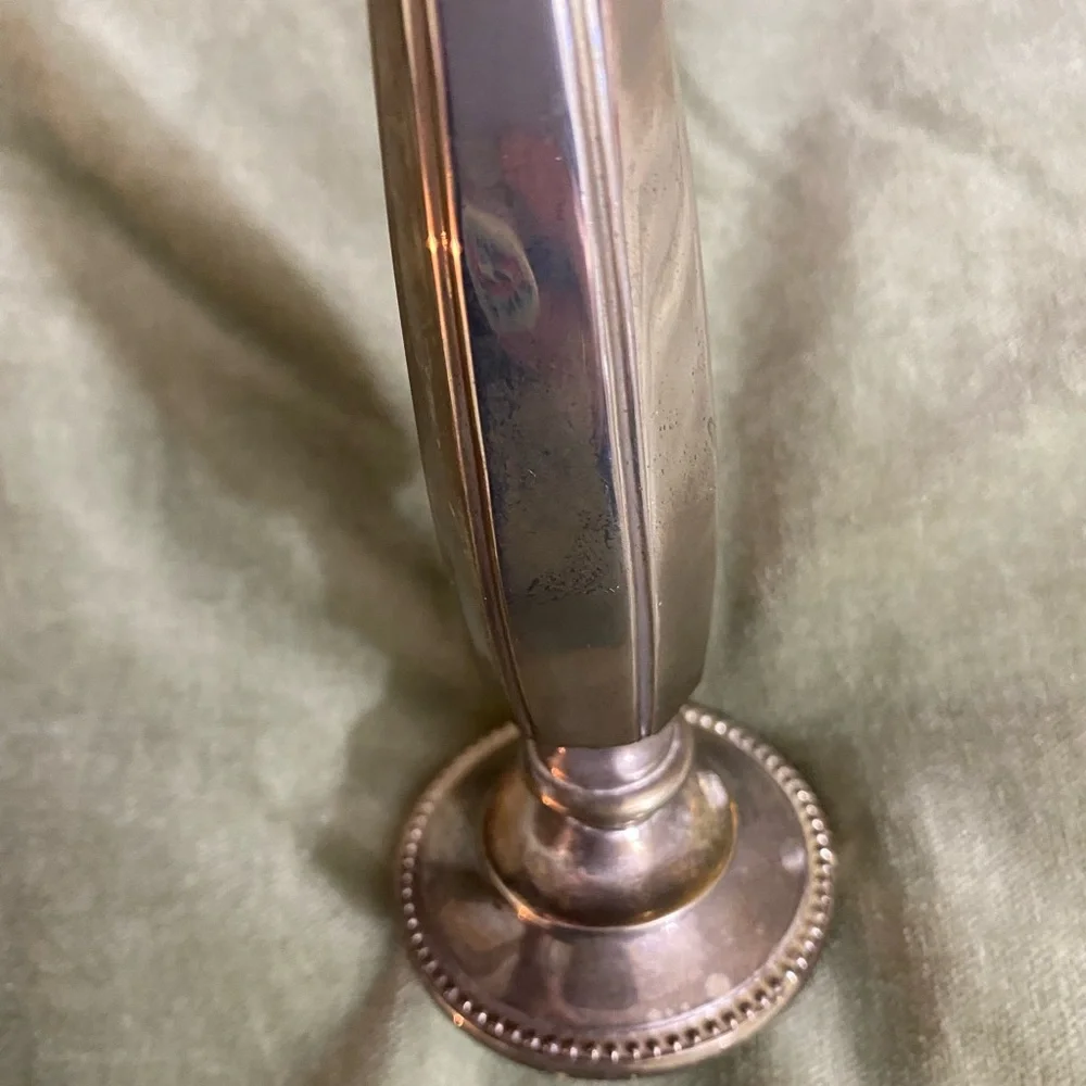 Vintage silver-tone bud vase single stem weighted